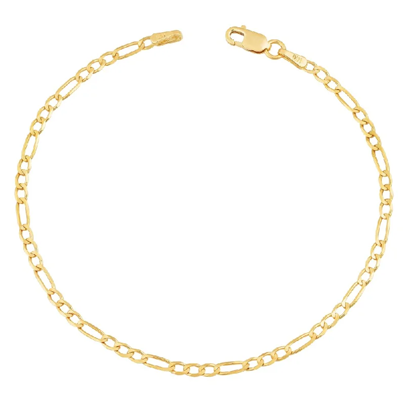 Light morganite bracelet-Fremada 14k Yellow Gold 2.3-mm High Polish Solid Figaro Link Bracelet (7.5 inches)