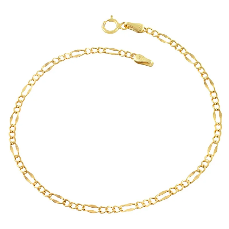 Rich garnet bracelet-Fremada 14k Yellow Gold Lite Flat Figaro Bracelet