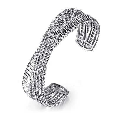 Ethnic grooved bracelet-Gabriel & Co Silver Bujukan Bangle