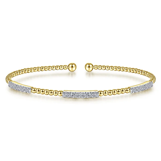 Perforated bracelet-Gabriel & Co. Yellow Bujukan Bangle with Diamond Stations