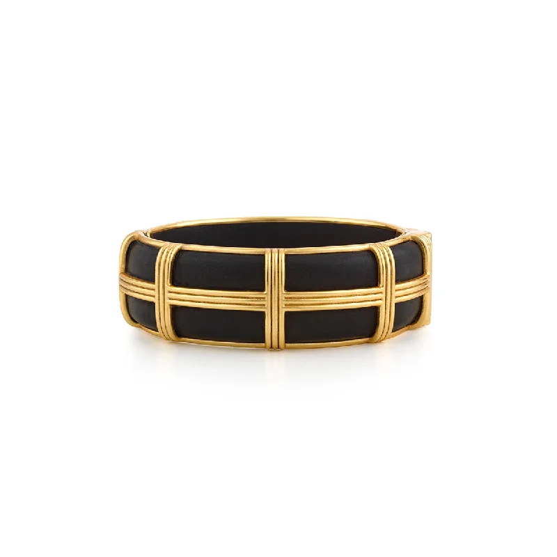 Ridge motif bracelet-Gaia Hinged Bangle, S/M - Ebony