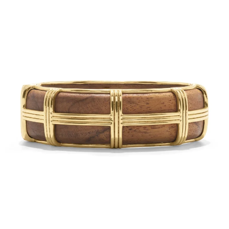 Contoured bracelet-Gaia Hinged Bangle - Teak