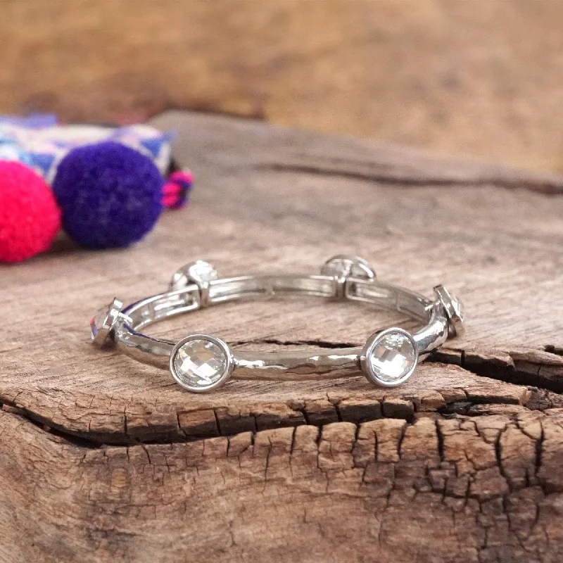 Clear - Silver tone bangle