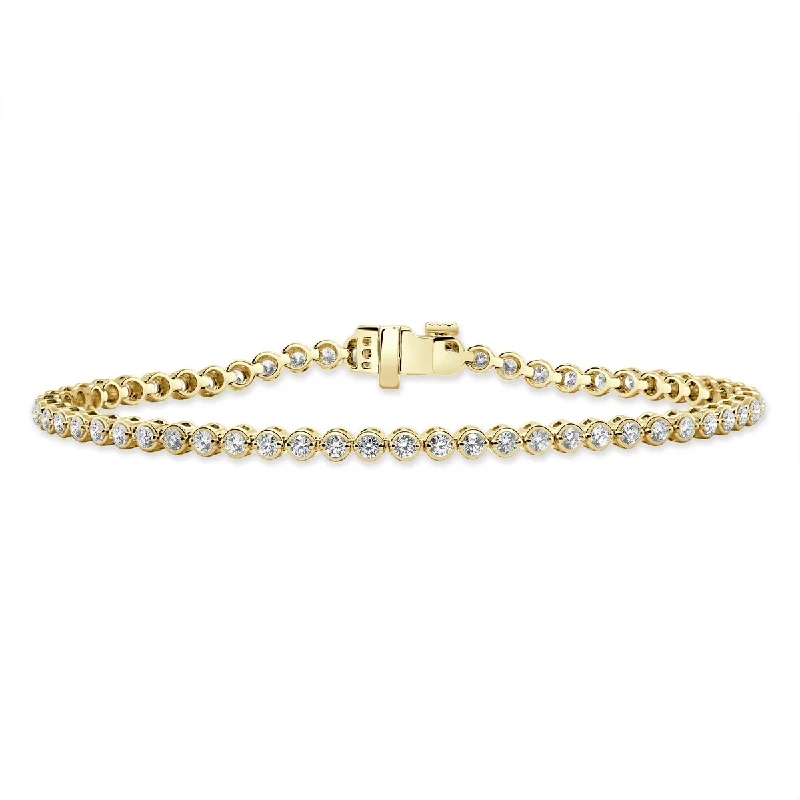 Elevated tier bracelet-Joelle Diamond Bezel Set Bracelet 2.00ct 14K Gold - White