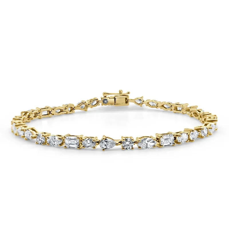 Ridge motif bracelet-Joelle Diamond Fancy Shape Bracelet 5.62ct 14K Gold - White