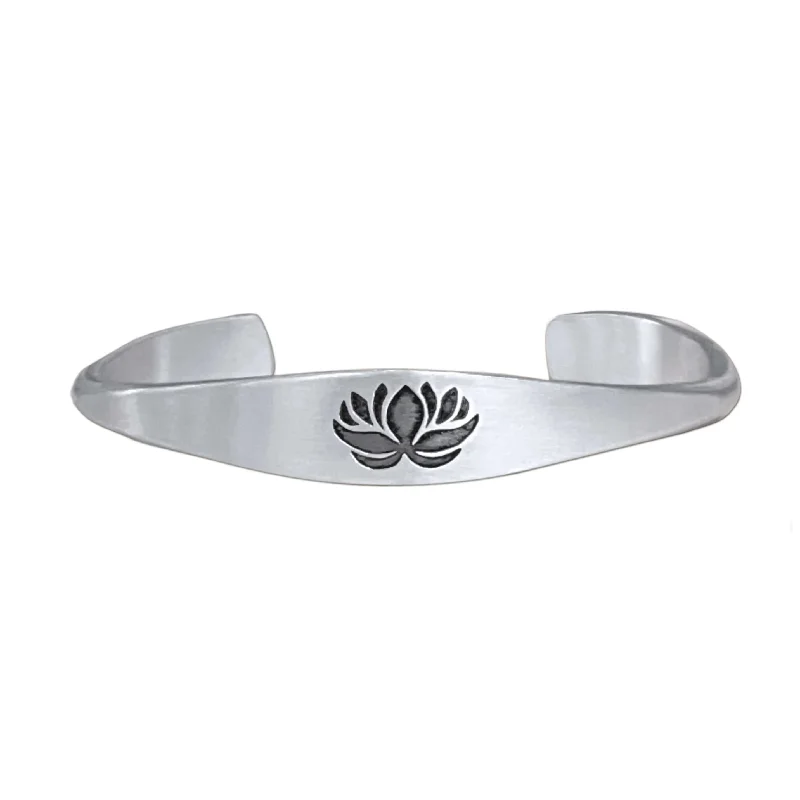 Extended gem bracelet-Lotus Signet Cuff Bracelet