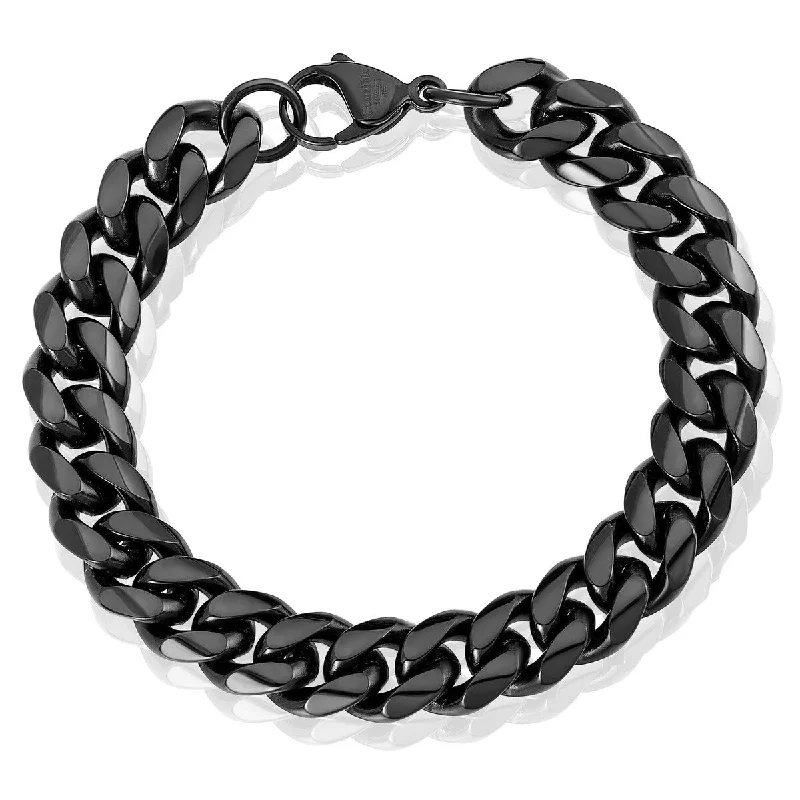 Flecked band bracelet-Men's Stainless Steel 12mm Curb Chain Bracelet 8.5"