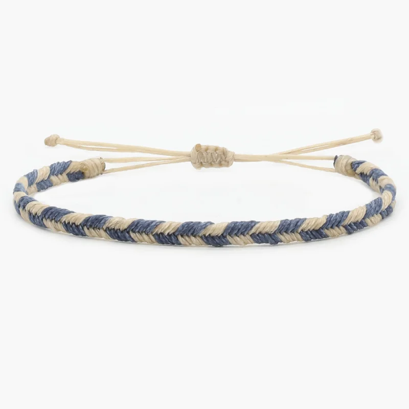 Smooth aluminum bracelet-Mini Braided "Java" Bracelet (Cream/Dusty Blue)