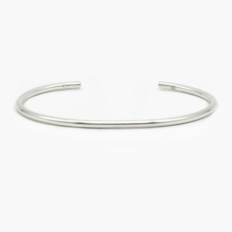 Forged gold bracelet-Mini Tube Bright Silver Bangle