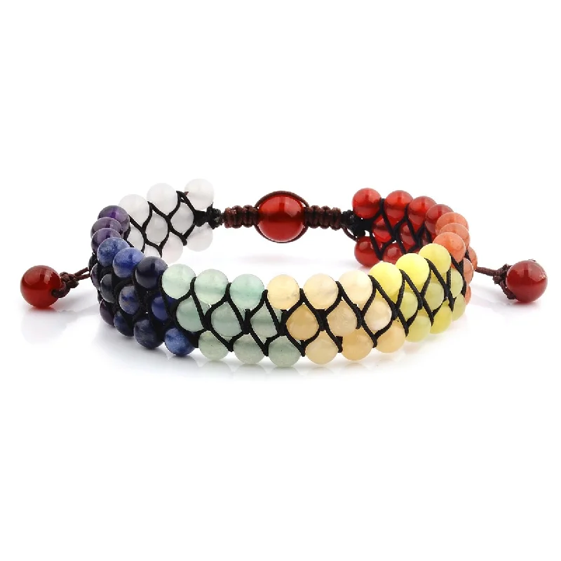 Drifting diamond bracelet-Multi Color Natural Stones Beaded Adjustable Bracelet (18mm Wide)