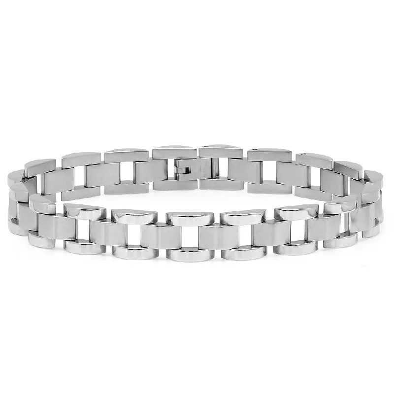 Light-etched bracelet-Oxford Ivy Mens Square Link Stainless Steel Bracelet 8 1/2 inch