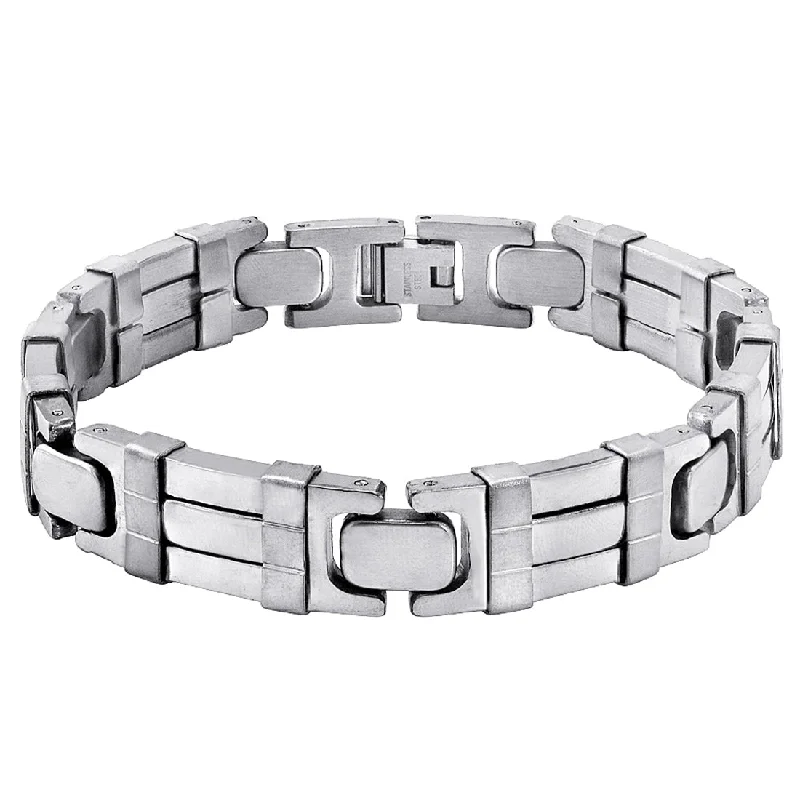 Frayed edge bracelet-Oxford Ivy Men's Stainless Steel Chain Link Bracelet 8 1/2 inches