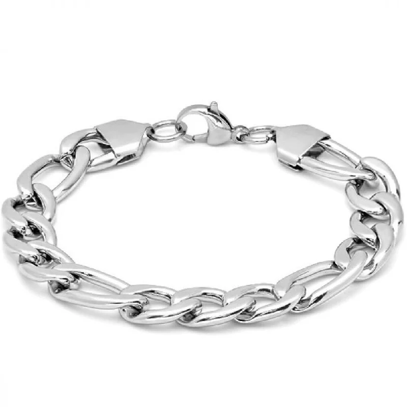 Shiny molybdenum bracelet-Oxford Ivy Men's Stainless Steel Figaro Chain Link Bracelet 8 1/2 inch