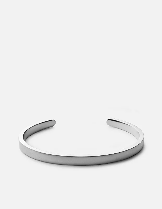 Rolling wave bracelet-Singular Cuff, Matte Silver