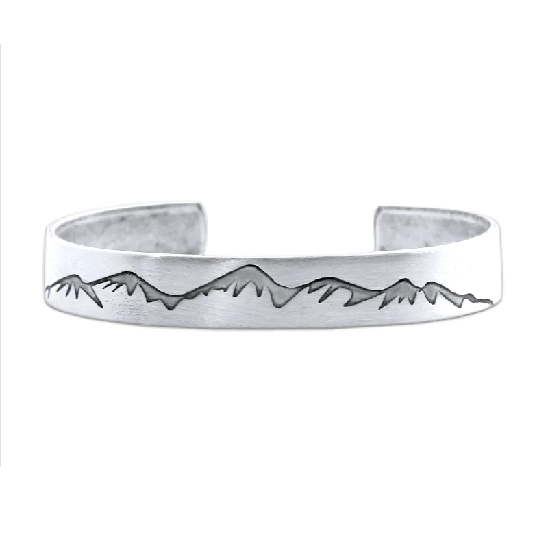 Fixed gem bracelet-Snowcap Mountains Cuff Bracelet- Great gift for men and women