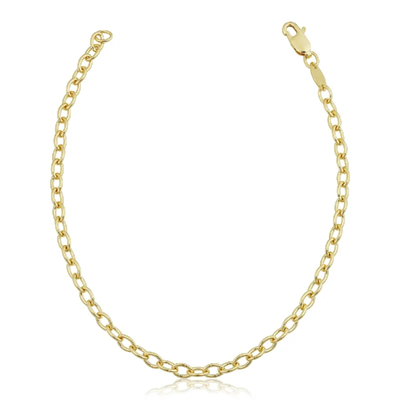 Glimmering link bracelet-Solid 14k Gold Filled Oval Link Chain Charm Bracelet for Women (3.3 millimeters, 7.5 inches)