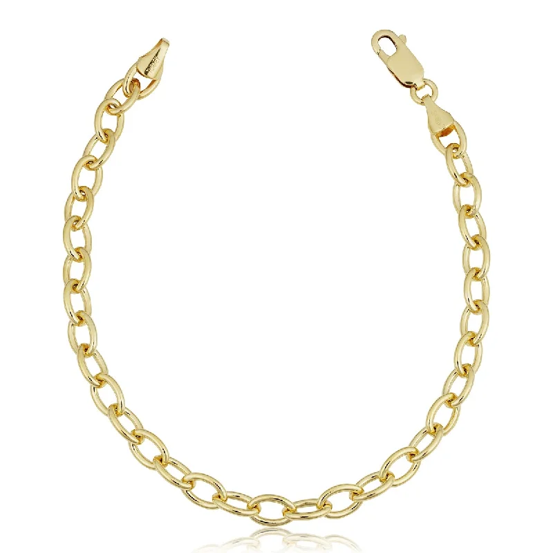 Delicate weave bracelet-Solid 14k Gold Filled Oval Link Chain Charm Bracelet for Women (5.1 millimeters, 7.5 inches)