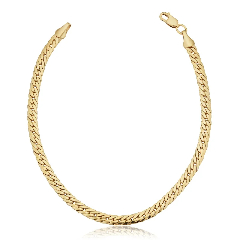 Smooth aluminum bracelet-Solid 14k Yellow Gold Filled 3.9 or 4.8 millimeter Bombay Curb Bracelet for Women (7.5 inches)