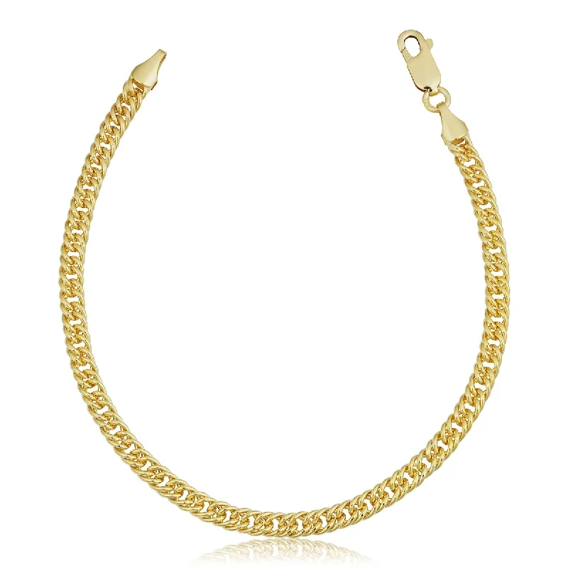 Wire-arc bracelet-Solid 14k Yellow Gold Filled 4.3 millimeter Double Curb Link Chain Bracelet For Women (7.5 inches)