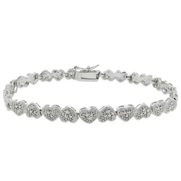 Shimmering quartz bracelet-Sterling Silver 1/10ct TDW Diamond Heart Bracelet (I-J,I1-I2)