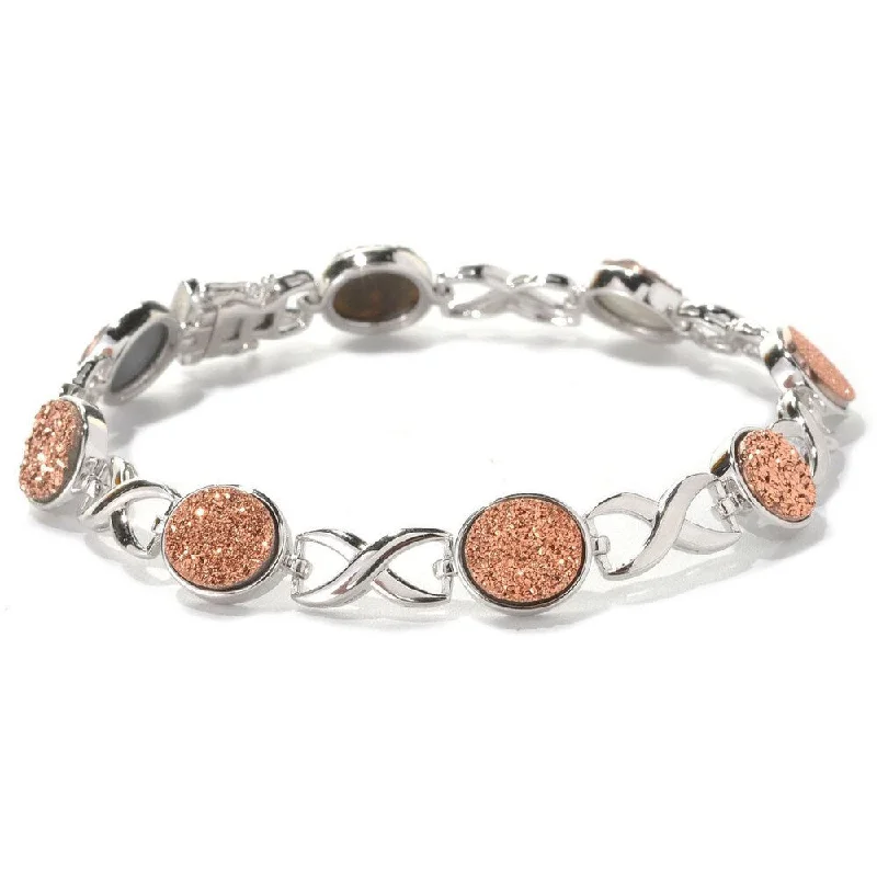 Chilly topaz bracelet-Sterling Silver 13.34ct TW Drusy 'X and O' Link Bracelet