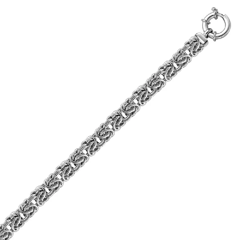 Locked bracelet-Sterling Silver Rhodium Plated Byzantine Style Chain Bracelet