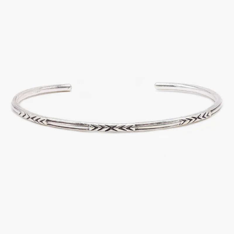 Gentle sweep bracelet-Tribal Sterling Silver Bangle