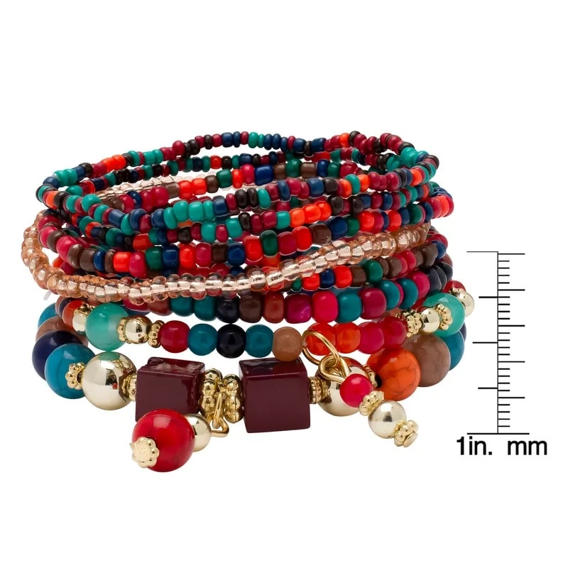 Perforated bracelet-Victoria Townsend Gold Plated Multi-color Bead Layering Bracelet