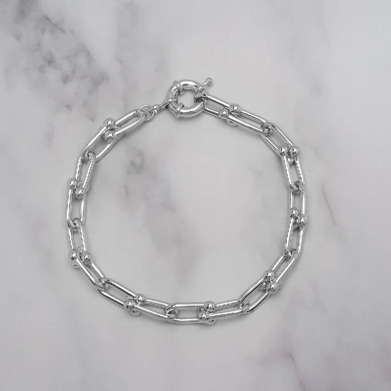 Glossy moonstone bracelet-Victoria Townsend Silver Plated Bridle Chain Bracelet