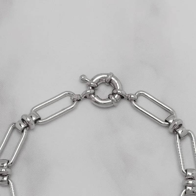 Gentle sweep bracelet-Victoria Townsend Silver Plated Paperclip Station Chain Bracelet