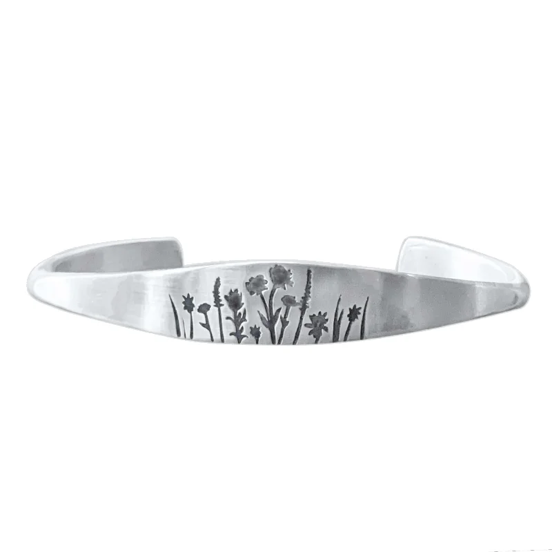 Shimmering minimalist bracelet-Wildflowers Signet Cuff