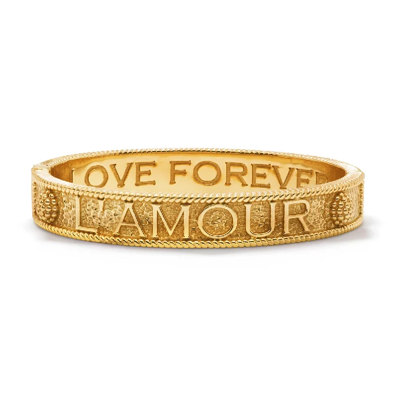 Rising bar bracelet-L'Amour Toujour Hinged Bangle - Gold