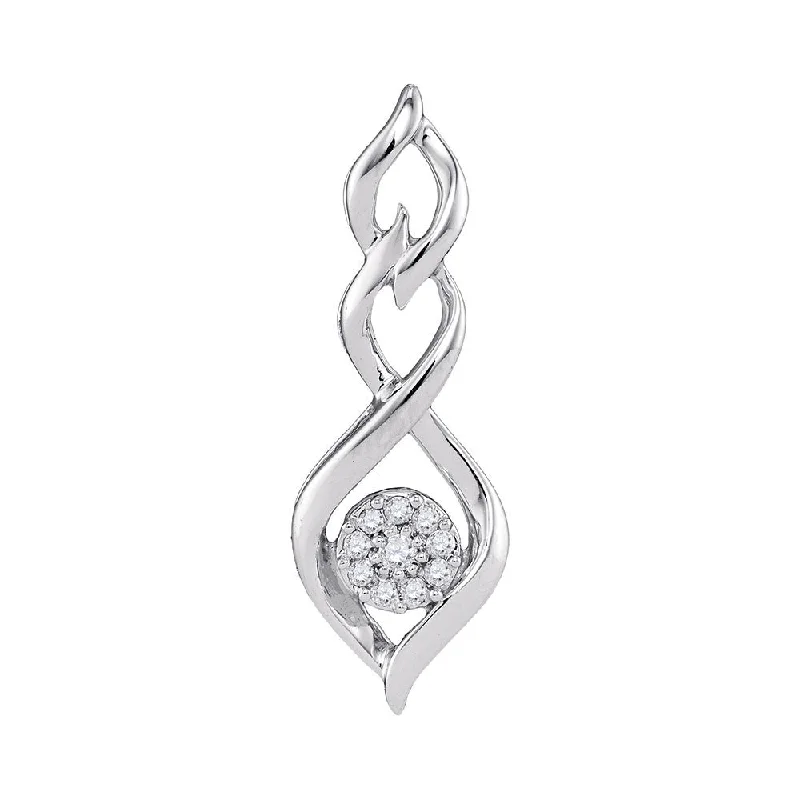 Narrow-tier necklace-10kt White Gold Womens Round Diamond Infinity Pendant 1/10 Cttw