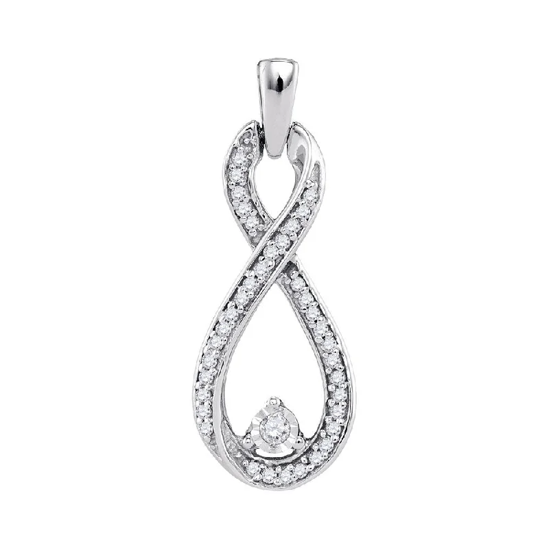 Wire-arc necklace-10kt White Gold Womens Round Diamond Infinity Pendant 1/6 Cttw