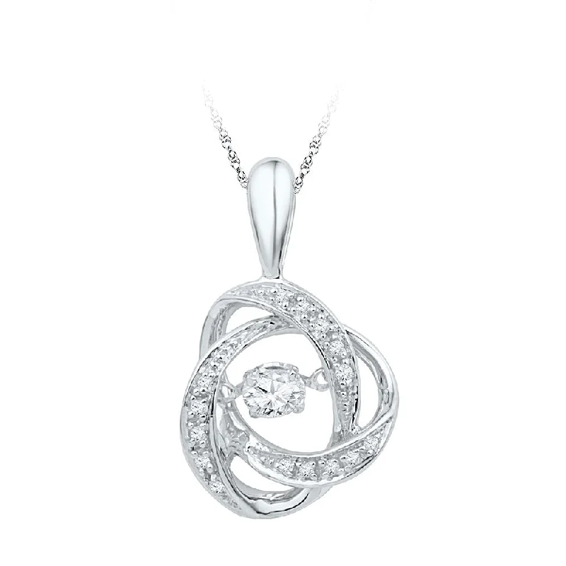 Delicate weave necklace-10kt White Gold Womens Round Diamond Moving Twinkle Solitaire Pendant 1/6 Cttw