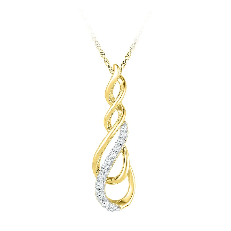 Optic necklace-10kt Yellow Gold Womens Round Diamond Fashion Pendant 1/6 Cttw