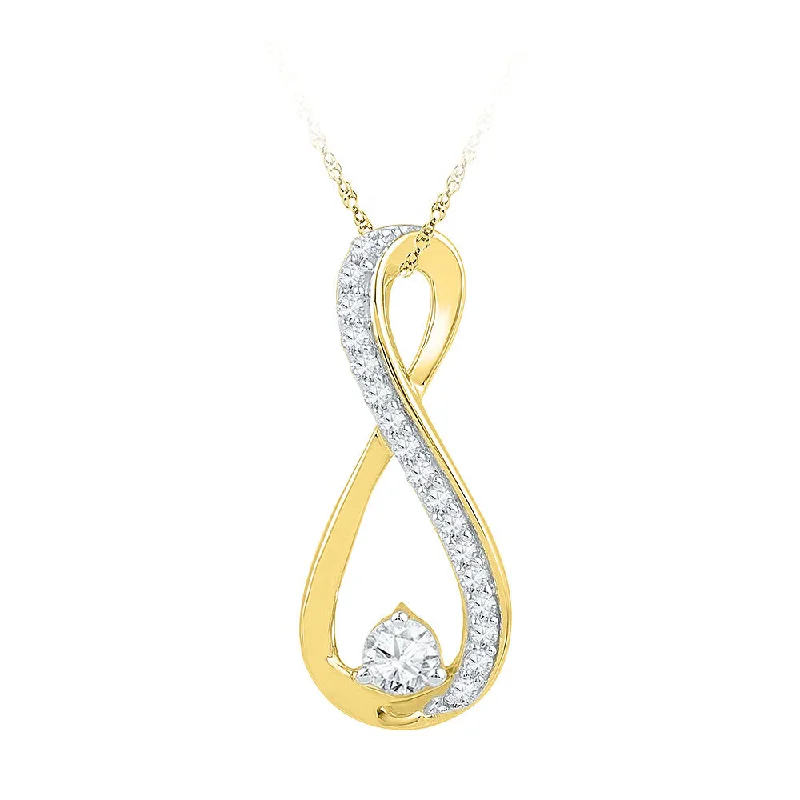 High cabochon necklace-10kt Yellow Gold Womens Round Diamond Infinity Pendant 1/4 Cttw