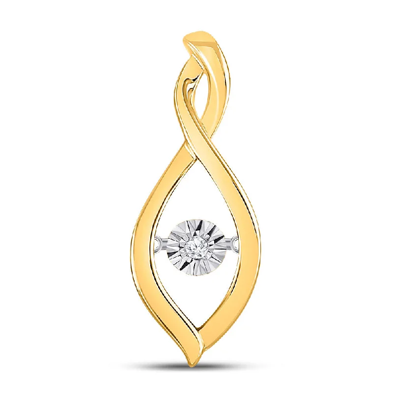 Packed sapphire necklace-10kt Yellow Gold Womens Round Diamond Moving Twinkle Solitaire Pendant .03 Cttw