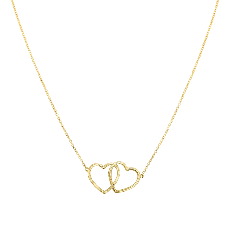 Shiny gold necklace-Forever Hearts Necklace