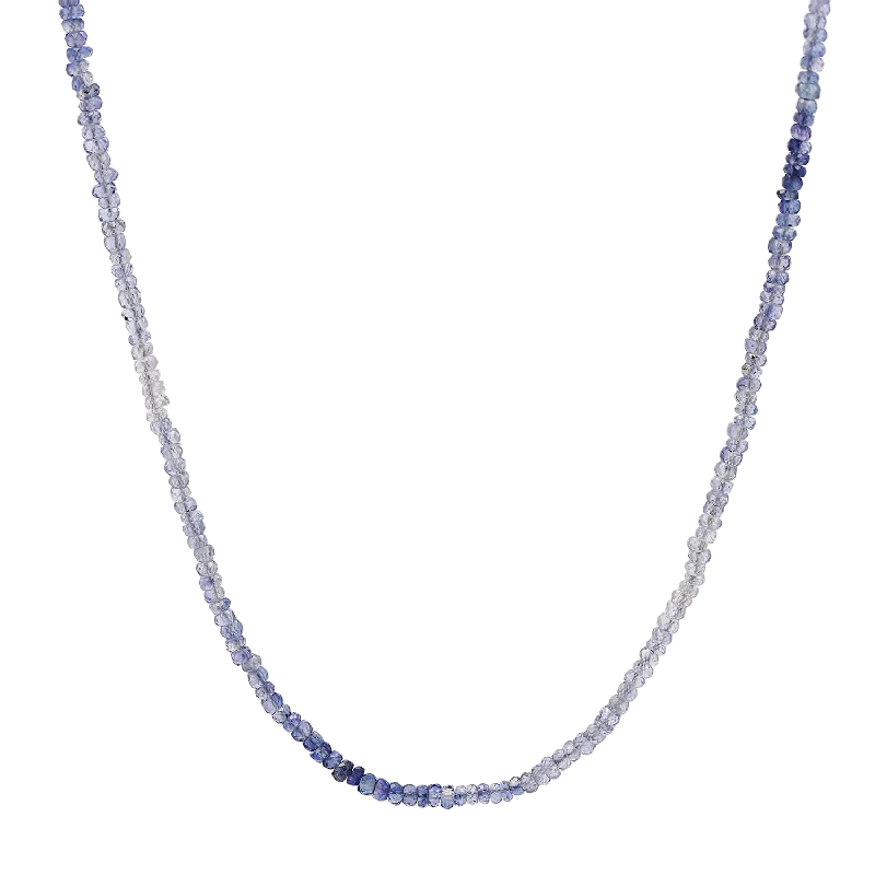 Framed chain necklace-Gradient Blue Sapphire Beaded Necklace