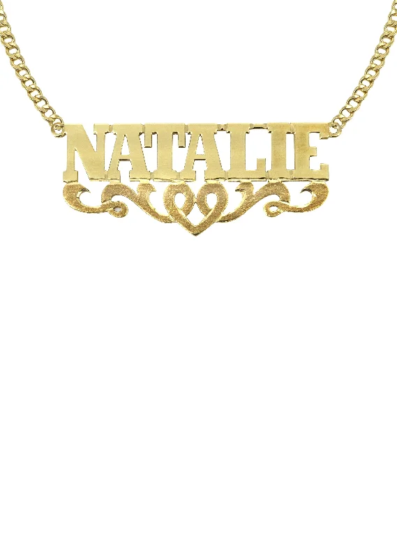 Broad link necklace-14K Gold  Diamond Cut Name Plate Necklace | Style #120