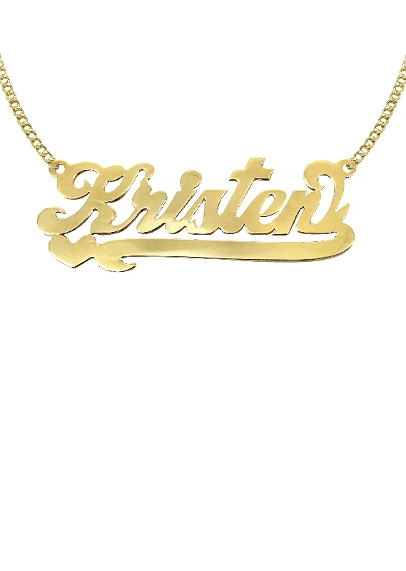 Smooth rim necklace-14K Gold  Heart Name Plate Necklace | Style #99