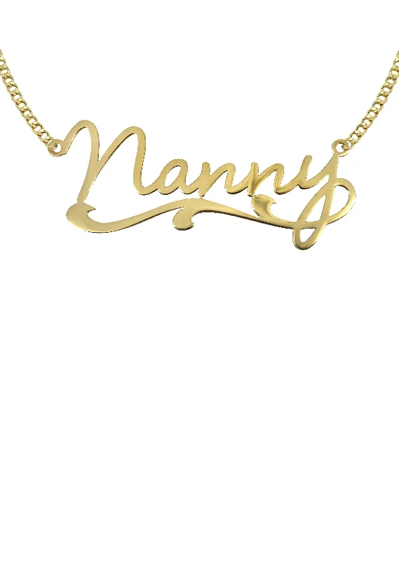 Curving pattern necklace-14K Gold  Plain Name Plate Necklace | Style #95