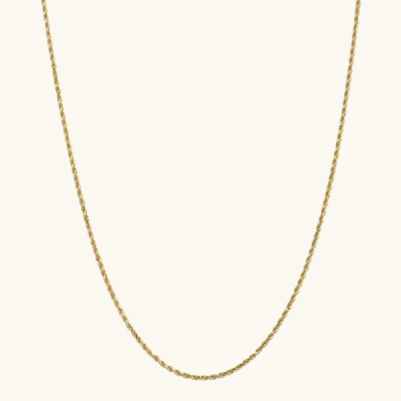 Shimmering quartz necklace-2.00mm Gold Rope Chain Necklace