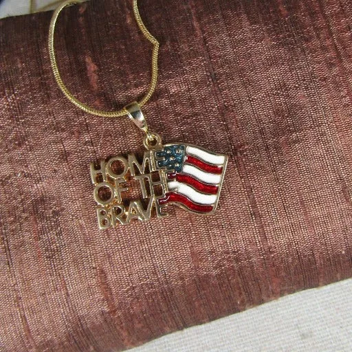 Vintage bloodstone necklace-American Flag Pendant Necklace