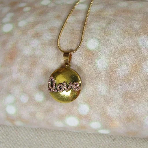 Welded silver necklace-Gold Love Pendant Necklace