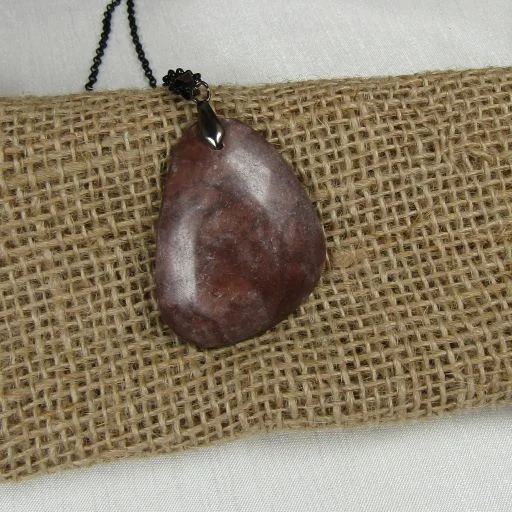 Perforated necklace-Brown Zebra Jasper Gemstone Pendant Necklace