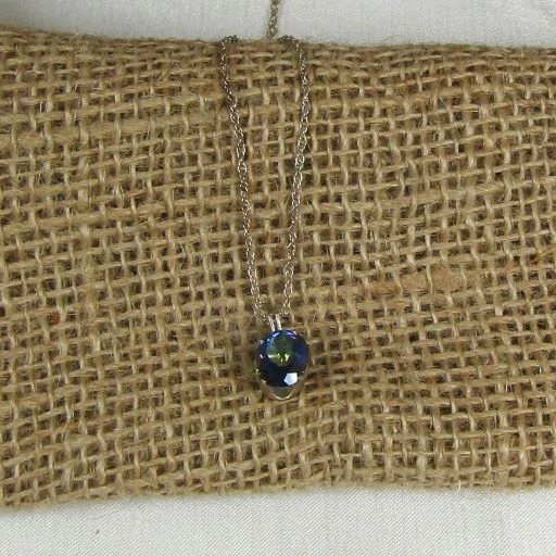 Slim diamond necklace-Blue Topaz Pendant Necklace