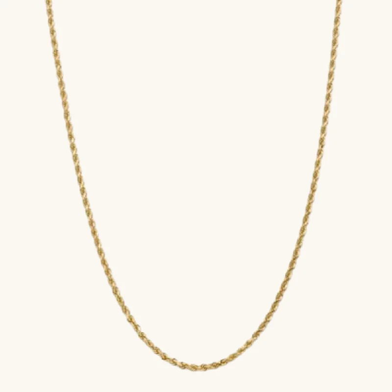 Natural stone necklace-3.00mm Gold Rope Chain Necklace