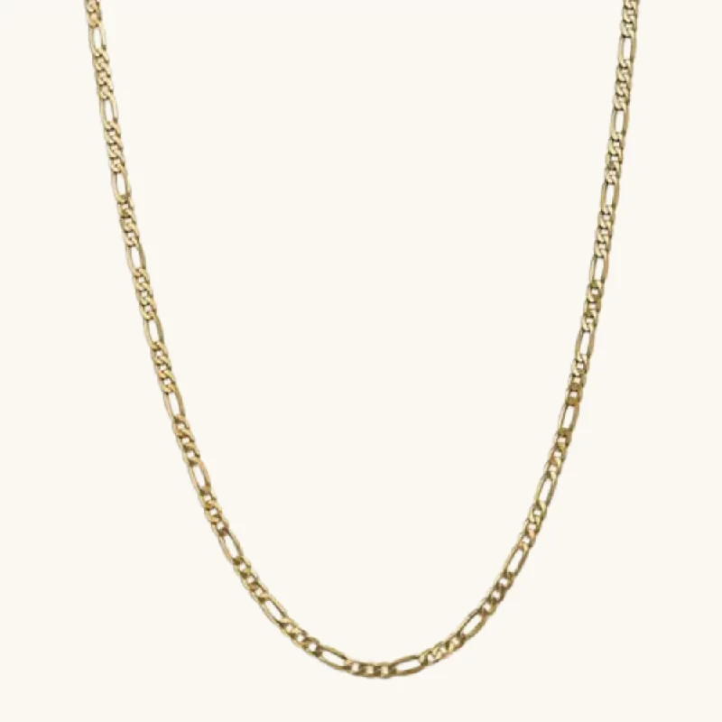 Shiny molybdenum necklace-4.00mm Flat Figaro Chain Necklace